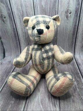 BURBERRY VTG Cashmere Plush Teddy Bear Nova Check Plaid Archive Collectible RARE